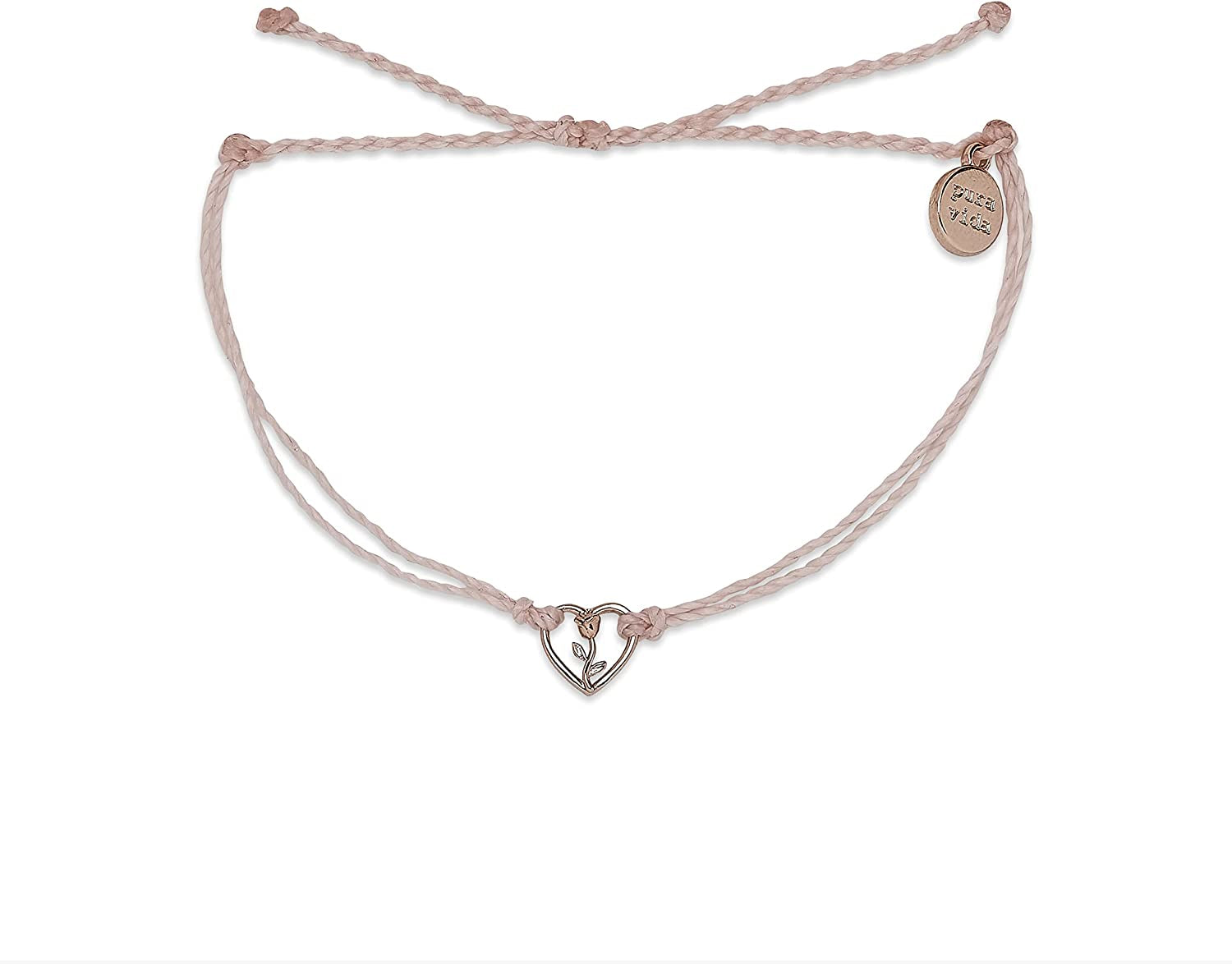 Pura Vida Rose Gold-Plated Disney Belle Rose Heart Bracelet - Adjustable Band, Brand Charm - Baby Pink Apparel & Accessories > Jewelry > Bracelets Pura Vida   