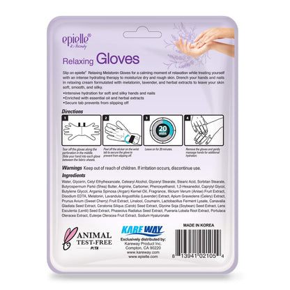 Epielle Relaxing Hand Masks Melatonin + Lavender Extract Deep Moisturizing 100% Vegan & Cruelty-Free (Gloves 6Pk) for Dry Hand Spa Masks Health & Beauty > Personal Care > Foot Care Epielle   