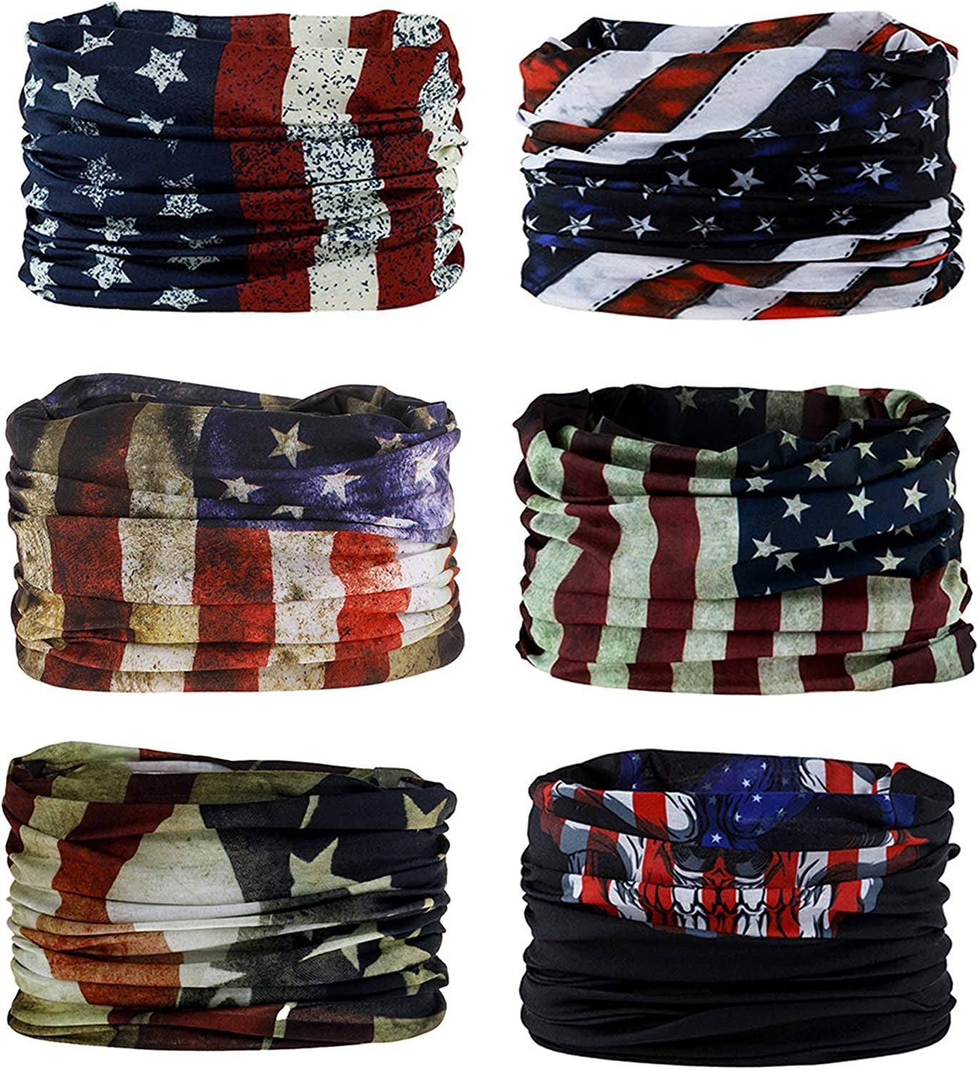 DEMIL 6PCS/8PCS/12PCS Seamless Headband Bandanas Headwear for Men&Women Scarf Apparel & Accessories > Clothing Accessories > Headwear Demil Sports 6PCS-Flag  