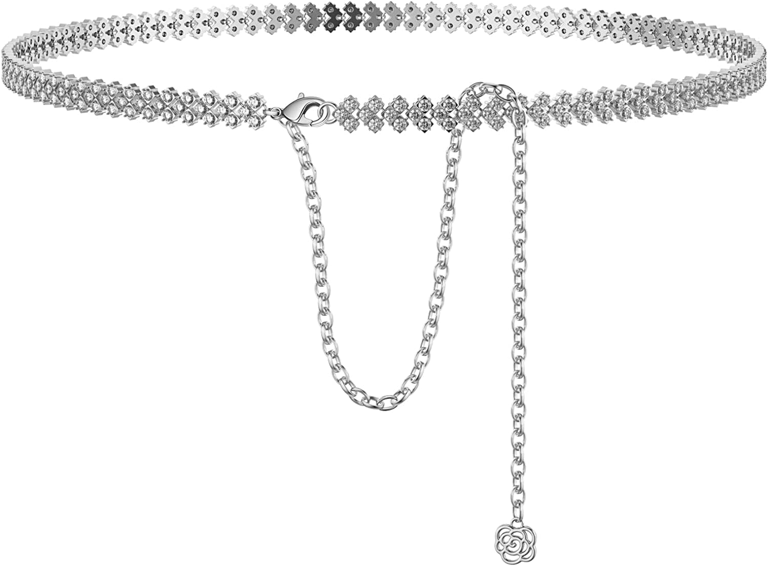 Rhinestone Body Chains Jewelry for Women and Girls Sexy Belly Waist Chain Bikini Beach Accessories Suitable for a Variety of Carnival Scenes Apparel & Accessories > Jewelry > Body Jewelry luyawang Silver3  