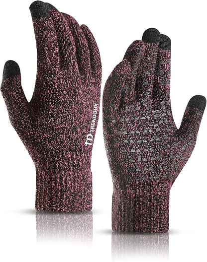 TRENDOUX Winter Gloves for Men Women - Upgraded Touch Screen Anti-Slip Silicone Gel - Elastic Cuff - Thermal Soft Knit Lining Apparel & Accessories > Clothing Accessories > Gloves & Mittens TRENDOUX Rose Medium 