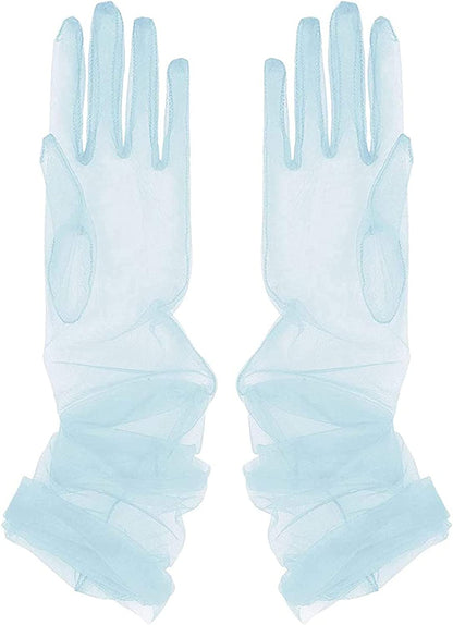 TAIKMD Women'S Tulle Evening Long Gloves Party Opera Photography Semi Sheer Wedding Bridal Glove Mittens Apparel & Accessories > Clothing Accessories > Gloves & Mittens TAIKMD Sky Blue  