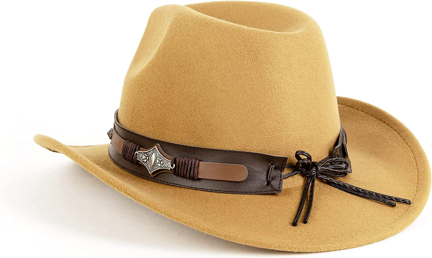 Gossifan Womens Classic Western Cowgirl Cowboy Wide Brim Hats with Belt Apparel & Accessories > Clothing Accessories > Hats Gossifan   