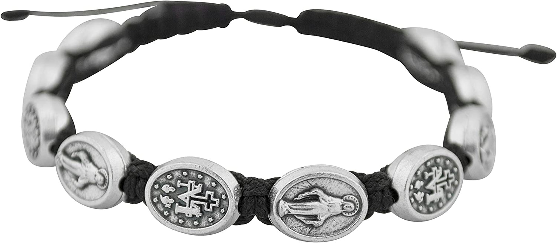 Good Shepherd Creations Adjustable Cord Bracelet with Miraculous Medals Apparel & Accessories > Jewelry > Bracelets Good Shepherd Creations Black  
