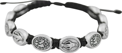 Good Shepherd Creations Adjustable Cord Bracelet with Miraculous Medals Apparel & Accessories > Jewelry > Bracelets Good Shepherd Creations Black  