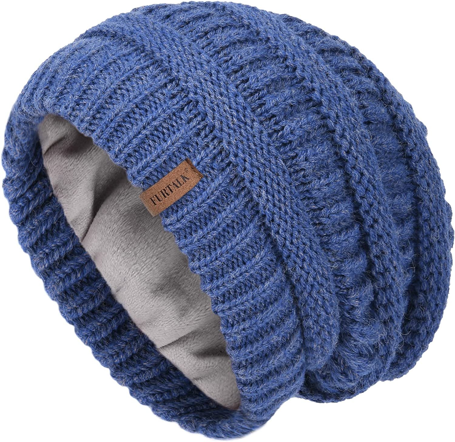 FURTALK Knit Beanie Hats for Women Men Fleece Lined Ski Skull Cap Slouchy Winter Hat Apparel & Accessories > Clothing Accessories > Hats KYLIE MAX Sky Blue  