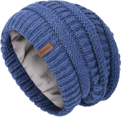 FURTALK Knit Beanie Hats for Women Men Fleece Lined Ski Skull Cap Slouchy Winter Hat Apparel & Accessories > Clothing Accessories > Hats KYLIE MAX Sky Blue  