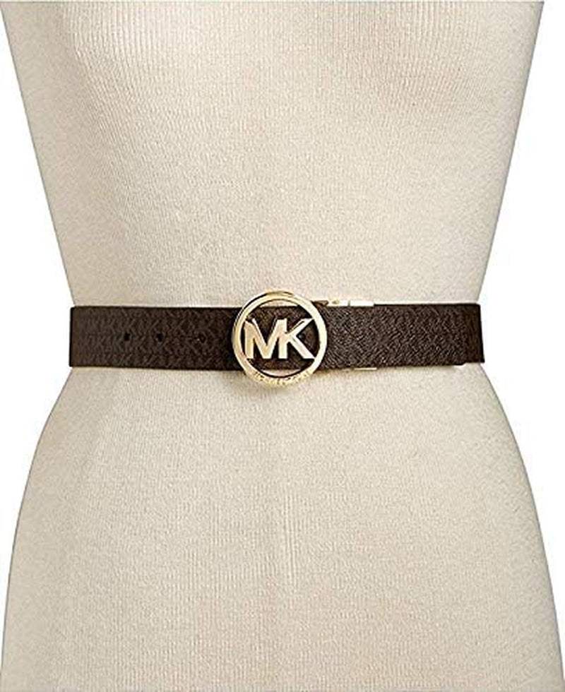 Michael Kors Womens Reversible Belt White/Brown Mk Gold Buckle Apparel & Accessories > Clothing Accessories > Belts Michael Kors   