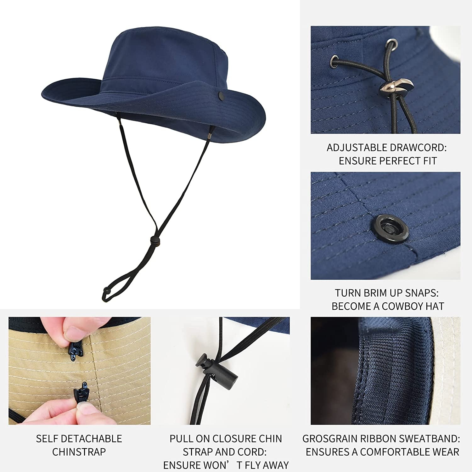 ENJOYFUR Womens Wide Brim Sun Hats with Sun Protection Summer Outdoor UPF Hat Unisex Mens Fishing Camping Hats Apparel & Accessories > Clothing Accessories > Hats ENJOYFUR   
