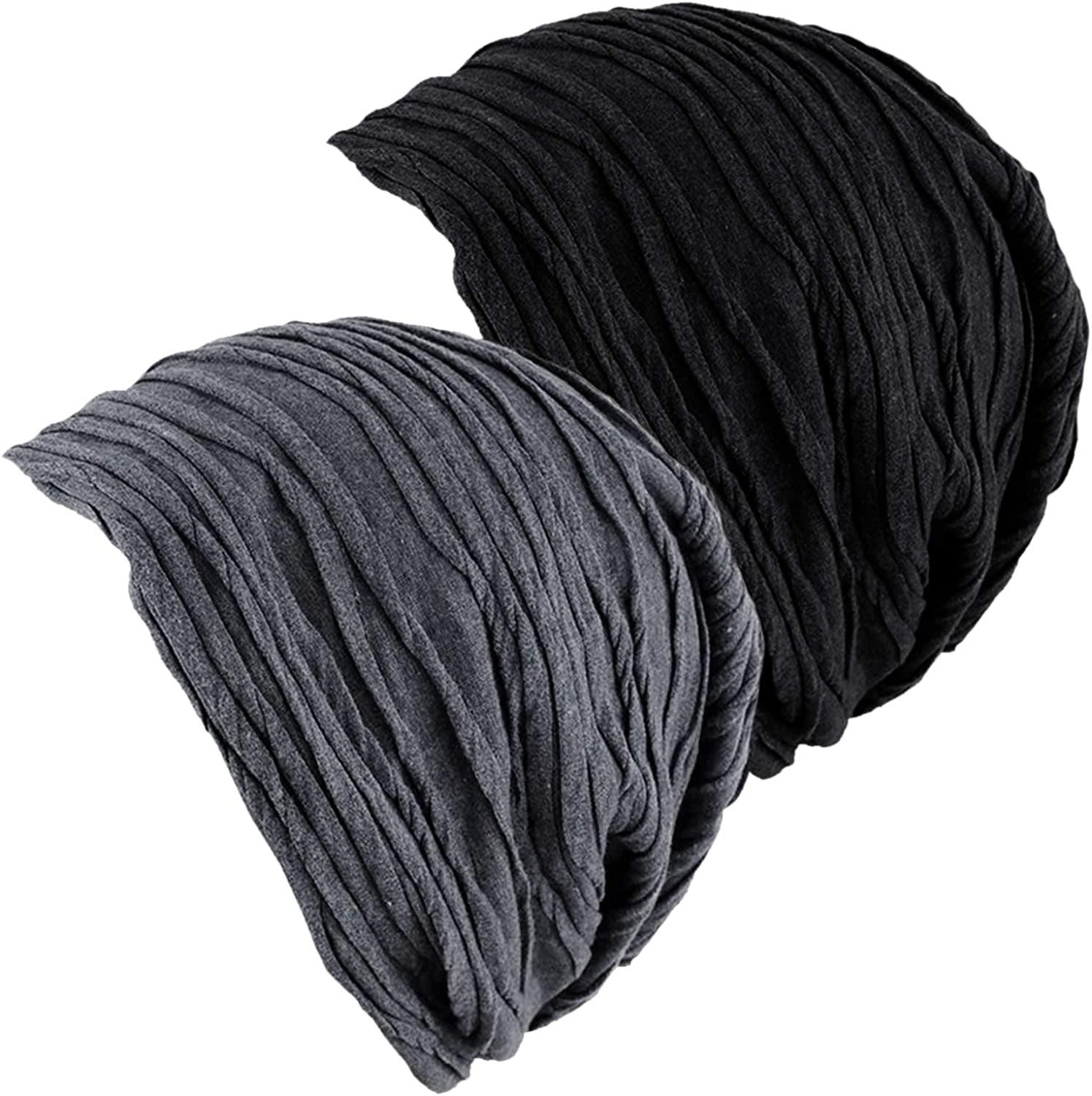 Senker Fashion Women Beanies Hat 2 Pack, Chemo Headwear Cancer Chemo Caps Slouchy Beanie for Women Men Apparel & Accessories > Clothing Accessories > Headwear Senker Fashion C-black & Gray  