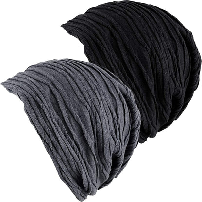 Senker Fashion Women Beanies Hat 2 Pack, Chemo Headwear Cancer Chemo Caps Slouchy Beanie for Women Men Apparel & Accessories > Clothing Accessories > Headwear Senker Fashion C-black & Gray  