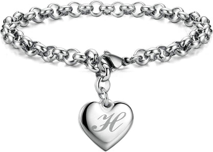 Heart Initial Charm Bracelets for Teen Girls Letters Alphabet Bracelet Jewelry for Girls Gifts for Teenage Girls Apparel & Accessories > Jewelry > Bracelets Monily H  