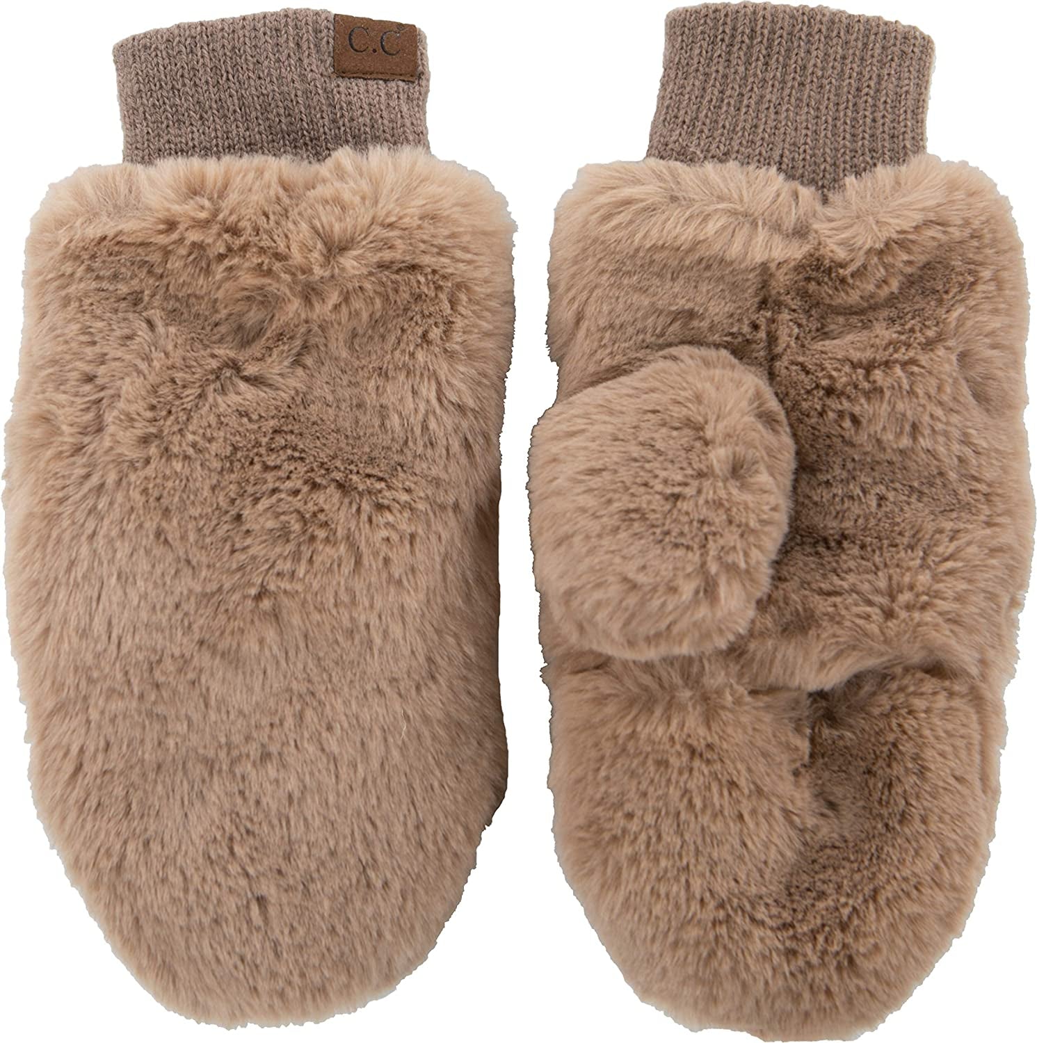 Funky Junque Faux Fur Flip Mittens Womens Warm Convertible Fingerless Gloves Apparel & Accessories > Clothing Accessories > Gloves & Mittens Funky Junque Mocha  