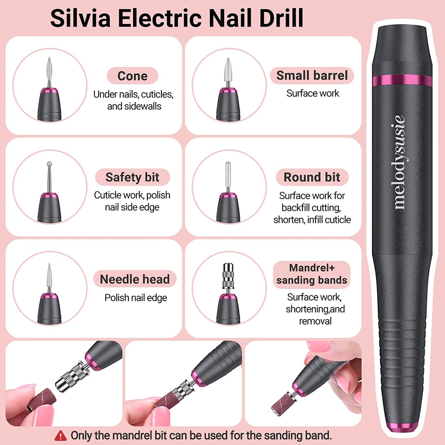 Melodysusie 85 in 1 Acrylic Nail Kit with Storage Bag Pink, Portable Electric Nail Drill, U V LED Nail Lamp, Manicure Tools Set, Compact Gel Nail Starter Kit, Nail Art Supplies DIY at Home Health & Beauty > Personal Care > Cosmetics > Cosmetic Tools > Nail Tools MelodySusie   