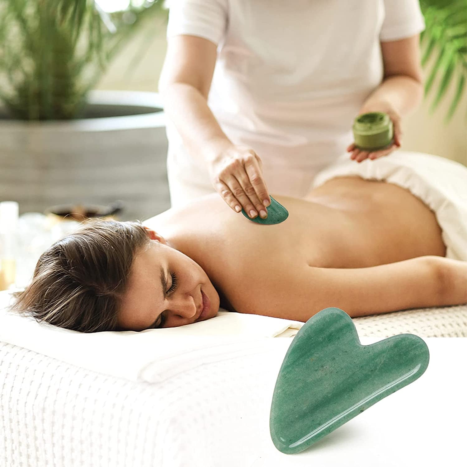 Natural Jade Gua Sha Stone for Massage, Gua Sha Facial Tools, Spa, Acupuncture, Therapy, Jade Gua Sha Scraping Tool Health & Beauty > Personal Care > Cosmetics > Cosmetic Tools > Skin Care Tools KUTOLAKI   