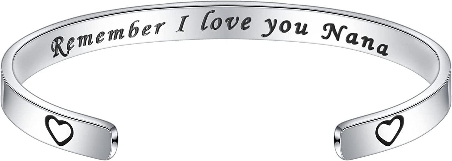 M MOOHAM Bracelets for Women- Engraved Quote Inspirational Bracelet Birthday Christmas Funny Gifts for Best Friend, Daughter, Son, Sister, Niece, Mom, Coworkers, Stainless Steel Jewelry Apparel & Accessories > Jewelry > Bracelets M MOOHAM Remember I love you Nana  