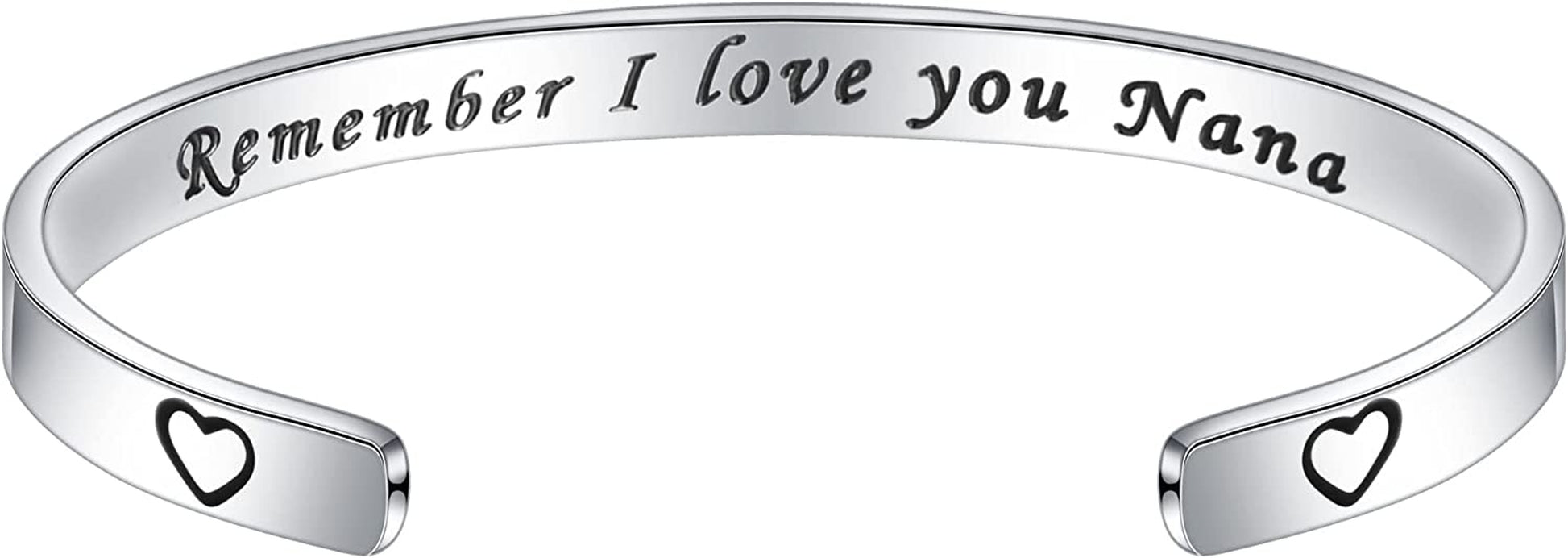 M MOOHAM Bracelets for Women- Engraved Quote Inspirational Bracelet Birthday Christmas Funny Gifts for Best Friend, Daughter, Son, Sister, Niece, Mom, Coworkers, Stainless Steel Jewelry Apparel & Accessories > Jewelry > Bracelets M MOOHAM Remember I love you Nana  
