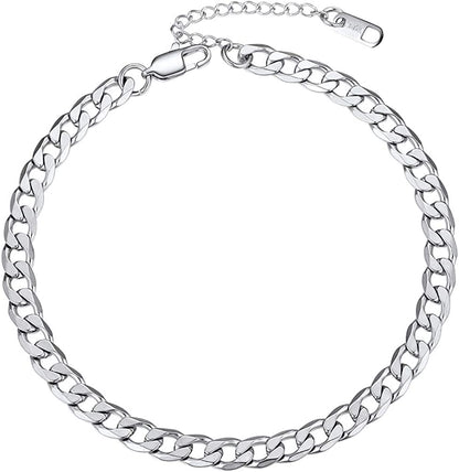 PROSTEEL Stainless Steel Chain Anklets for Men Women, Silver/Gold Tone, Ankle Bracelets Hypoallergenic, 8-10.5 Inch Adjustable, Come Gift Box Apparel & Accessories > Jewelry > Anklets Prosteel Jewelry C: silver-cuban chain-6mm  