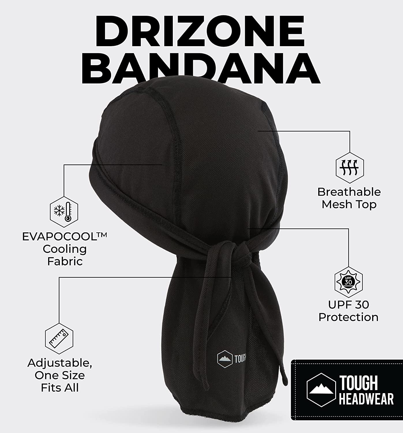 Cooling Helmet Liner - Do Rag Skull Cap for Men - Head Scarf, Bandana, Head Wrap, Beanie for Motorcycle, Cycling, Sports Apparel & Accessories > Clothing Accessories > Headwear Tough Headwear   