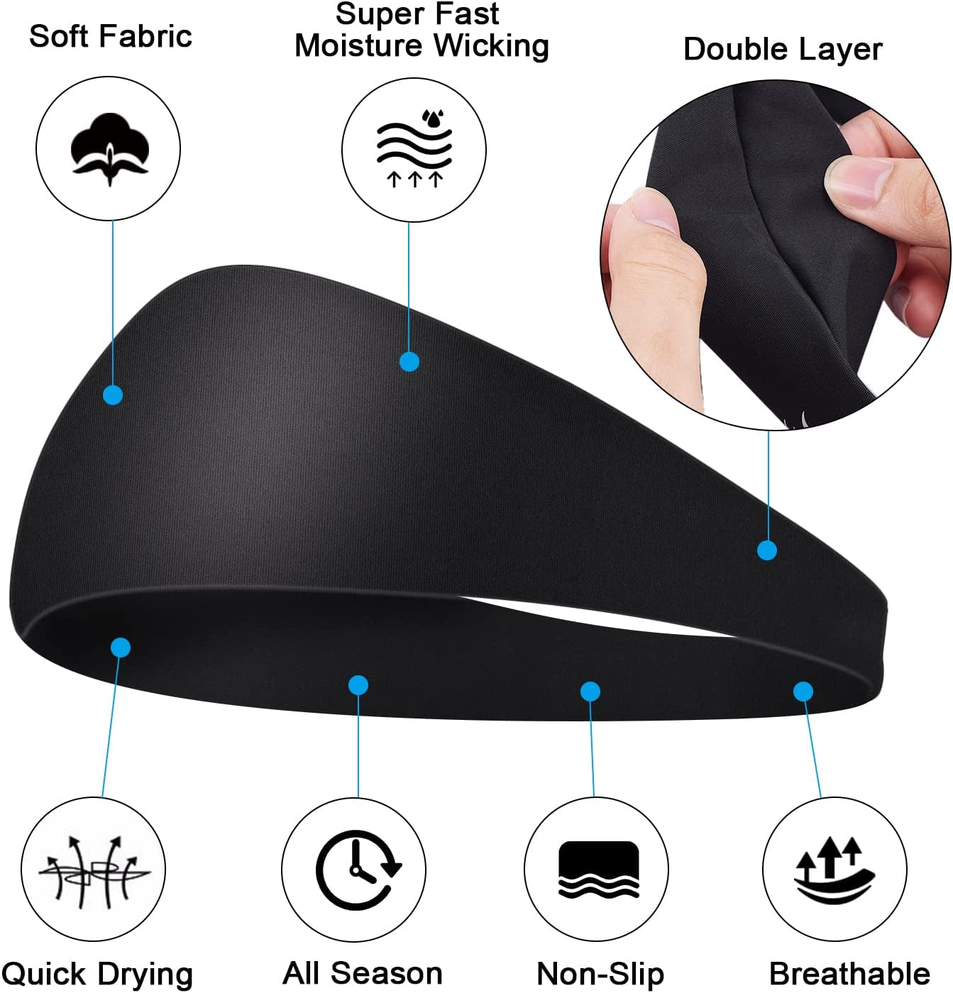 Unijoy Headbands for Women & Men, 4 Pack, Sport Sweat Band Headbands, Mens Sweatband Headbands for Yoga, Running, Cycling, Workout, Spa, Headwear Friendly & Non Slip, Black/Dark Green/Gray/Navy Blue Apparel & Accessories > Clothing Accessories > Headwear Unijoy   
