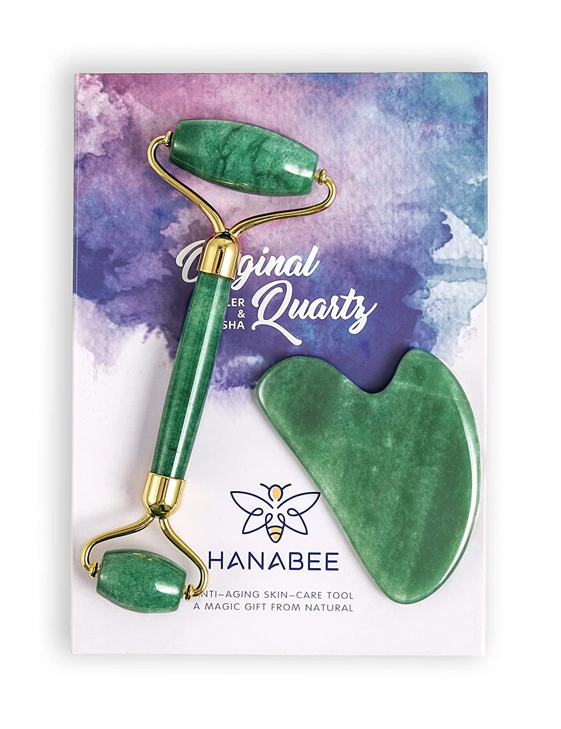 Gua Sha Facial Massage Tools,Rose Quartz Face Roller,Jade Roller for Face,Beauty Face Massager,Eye Massager,Reduce Wrinkles,Lymphatic Drainage,Face Lift.Hanabee Skin Care Sets & Kits (Pink) Health & Beauty > Personal Care > Cosmetics > Cosmetic Tools > Skin Care Tools HANABEE Dark Green  
