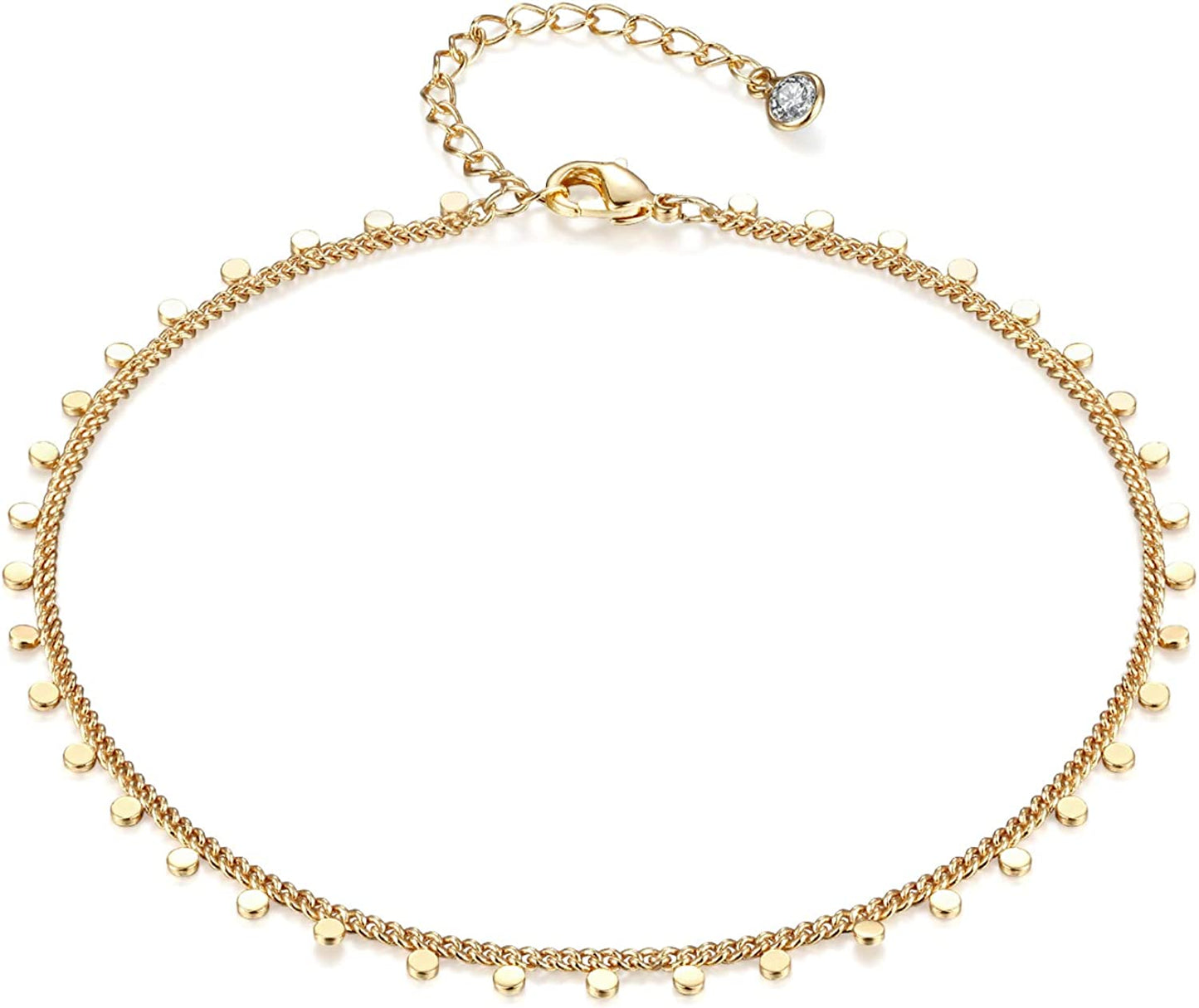Women Dainty Anklet,14K Gold Plated Satellite Anklet Double Layered Cute Beads Chain Tassel Coin Disc Heart Summer Ankle Bracelet Boho Beach Foot Chain Apparel & Accessories > Jewelry > Anklets Befettly   