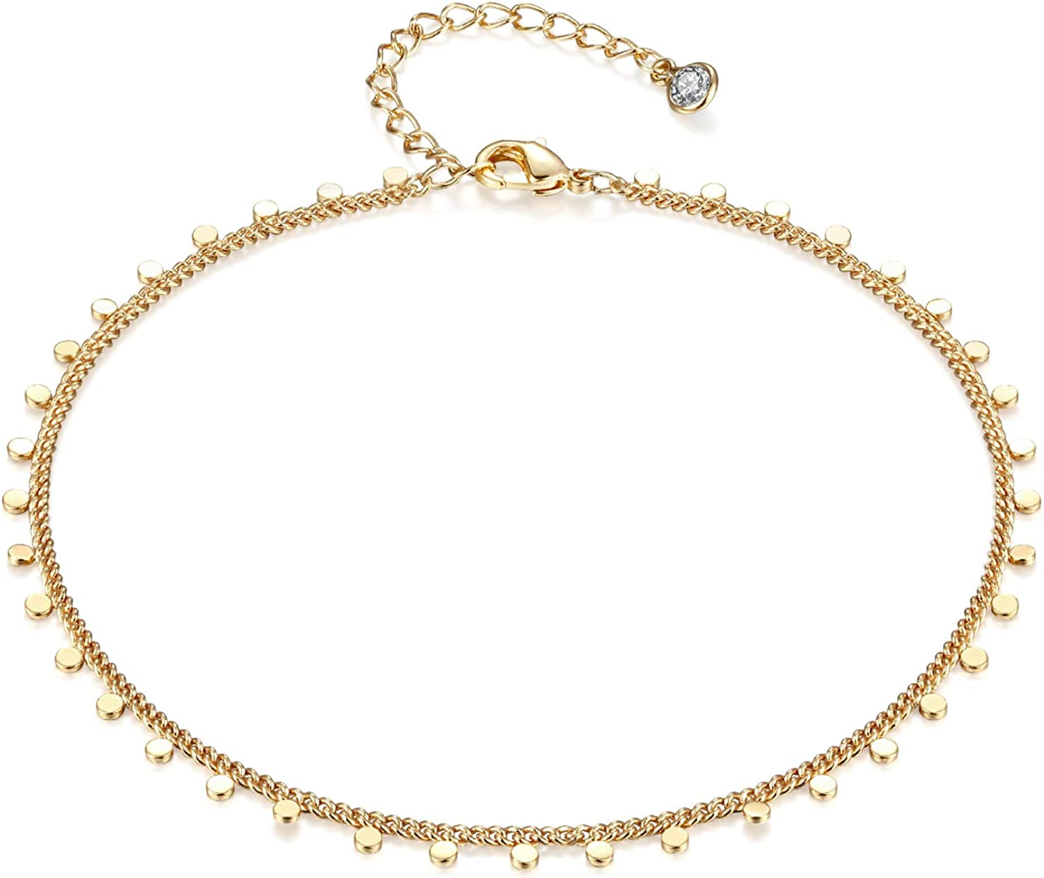 Women Dainty Anklet,14K Gold Plated Satellite Anklet Double Layered Cute Beads Chain Tassel Coin Disc Heart Summer Ankle Bracelet Boho Beach Foot Chain Apparel & Accessories > Jewelry > Anklets Befettly   