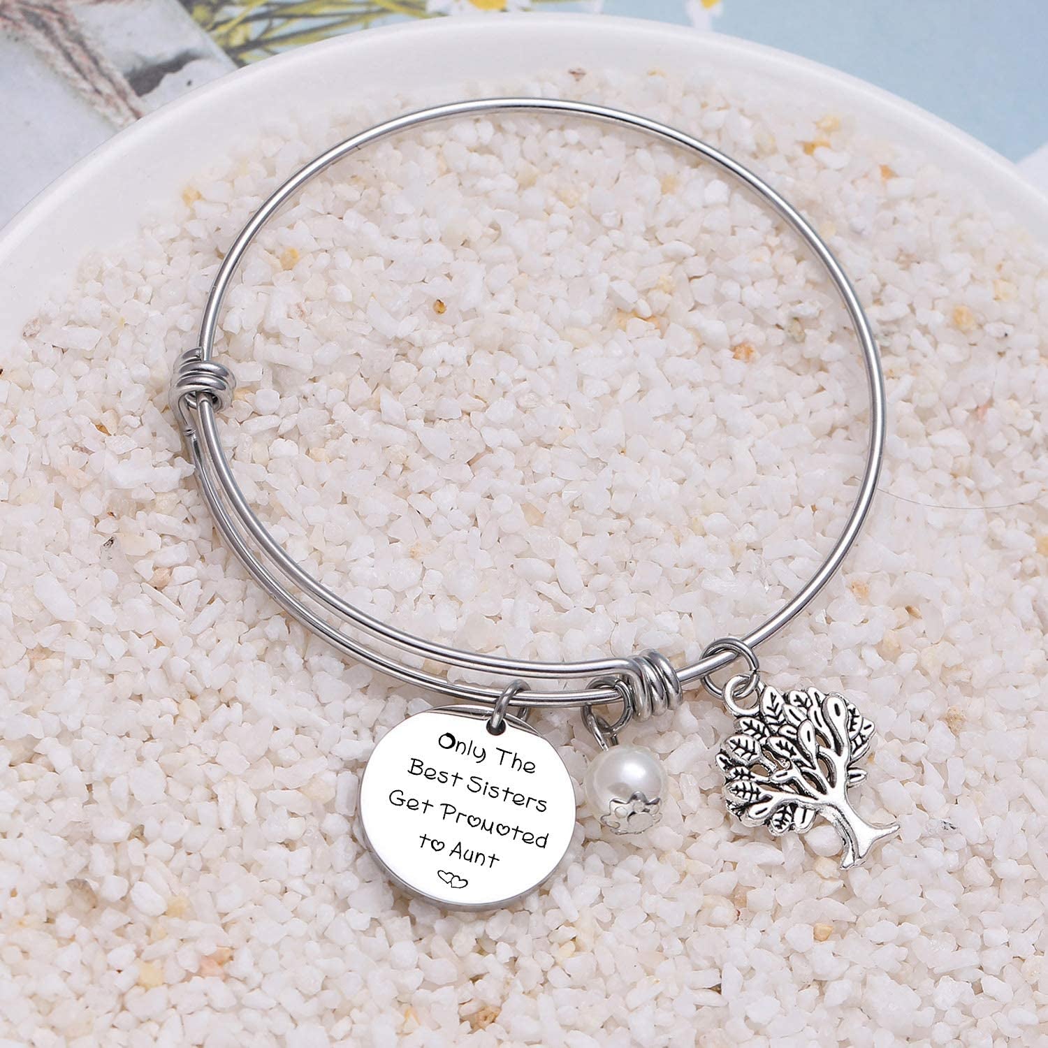Tzrnhm Blossom New Aunt Gift for Sisters Friends Only the Best Sisters Get Promoted to Aunt Bracelet Keychain Apparel & Accessories > Jewelry > Bracelets TzrNhm Blossom   