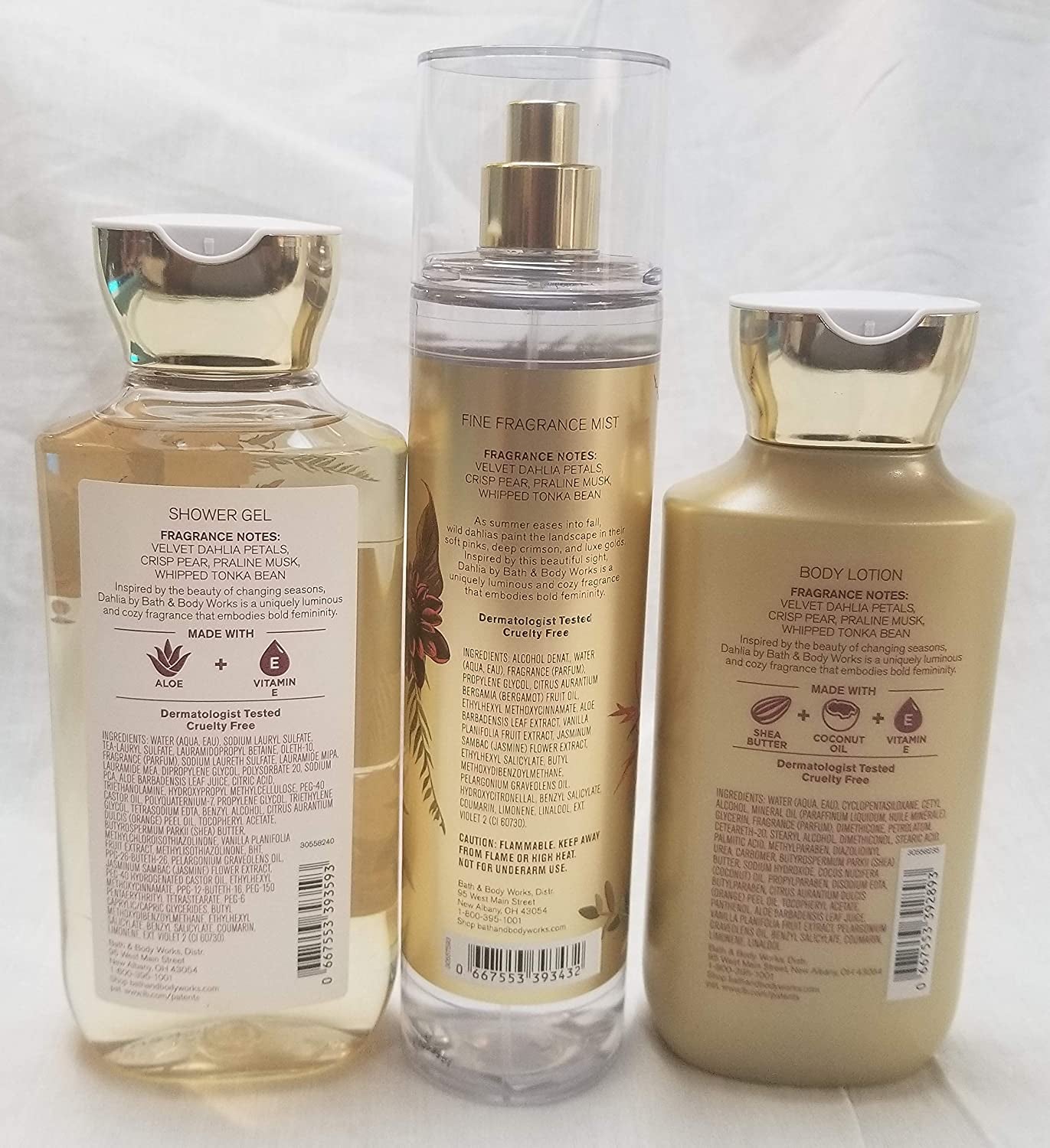 Bath and Body Works Body Care W/Essential Oils New Fall 2020 Scent - Dahlia - 3 Piece Set Fragrance Mist, Body Lotion, Shower Gel Health & Beauty > Personal Care > Cosmetics > Bath & Body Bath & Body Works   