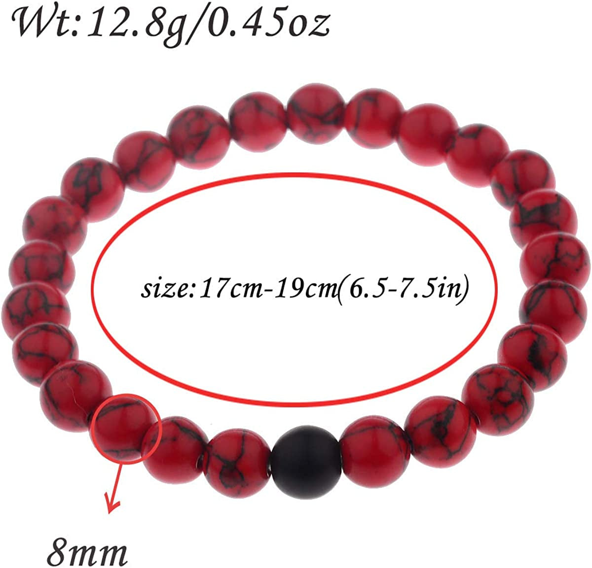 CNLQ Long Distance Bracelets for Lovers Couples Matching Gift Matte Agate 8Mm Bead Stone (Elastic Red) Apparel & Accessories > Jewelry > Bracelets LeZisuIre   