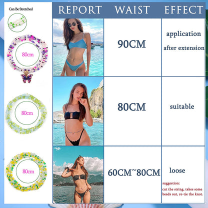 Sanfenly 24Pcs Waist Beads for Women Colorful African Elastic Beads plus Size Waist Chains Summer Beach Bikini Layered Waist Jewelry Belly Beads Body Chains Set Apparel & Accessories > Jewelry > Body Jewelry Sanfenly   