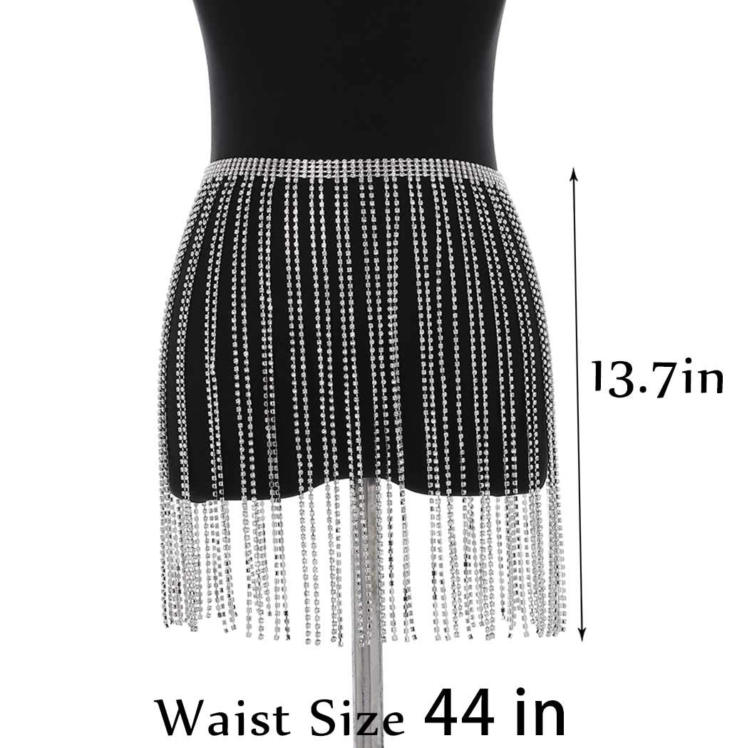 Barode Crystal Tassel Body Chains Belly Dance Skirts Rhinestones Sexy Bikini Summer Beach Hip Waist Chain Nightclub Jewelry Accessories for Women and Girls (Silver) Apparel & Accessories > Jewelry > Body Jewelry Barode   