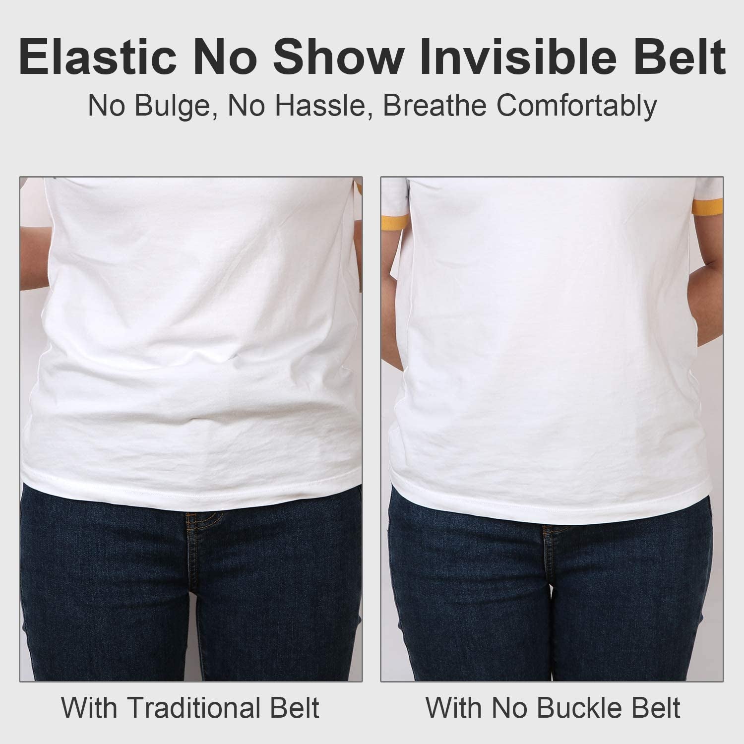 Buckle Free Comfortable Elastic Belt for Women or Men, Buckle-Less No Bulge No Hassle Invisible Belts by WHIPPY Apparel & Accessories > Clothing Accessories > Belts WHIPPY   