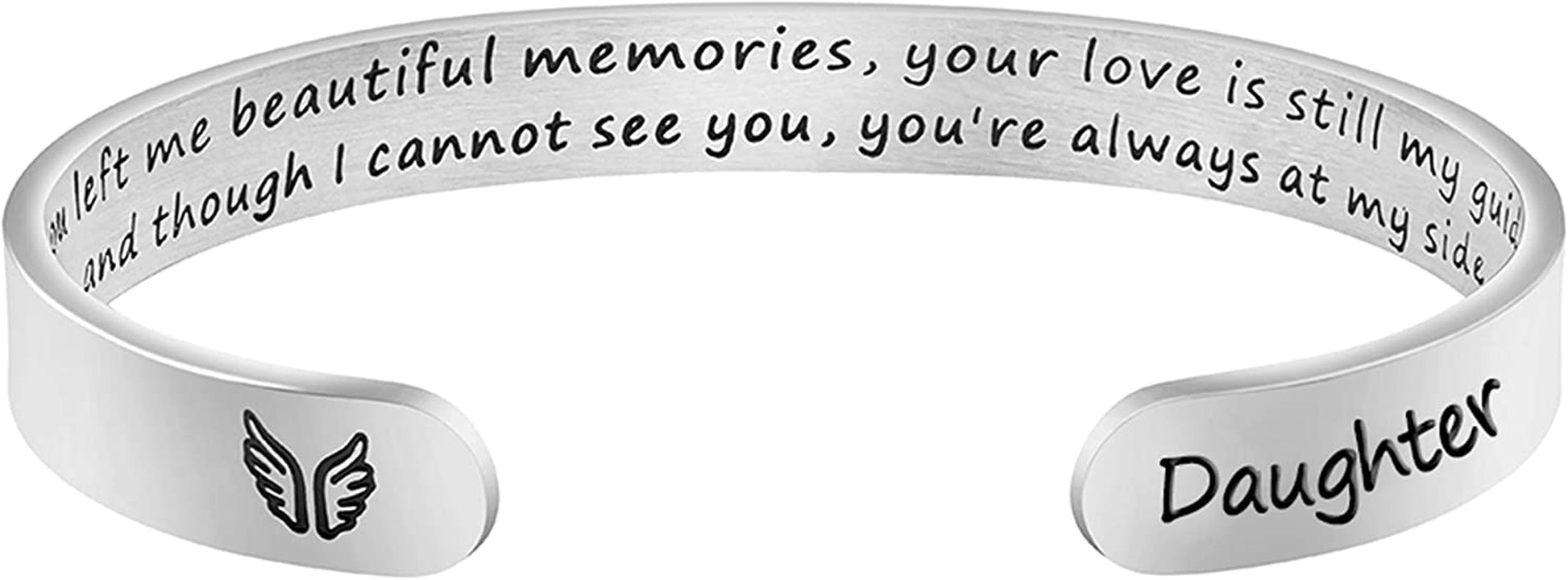 Joycuff Memorial Gifts for Women Inspirational Cuff Bracelet Sympathy Jewelry Loss of Loved One Sympathy Gifts Remember Her Apparel & Accessories > Jewelry > Bracelets JoycuFF You left me beautiful memories...--Daughter  