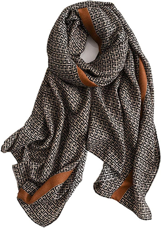 First Choose Cotton Linen Feeling Women Large Long Scarf Shawl Check Style Sunscreen Shawls Wraps Lightweight Pattern Apparel & Accessories > Clothing Accessories > Scarves & Shawls First Choose Champagne  