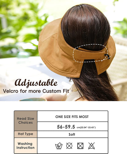 Sun Visors for Women UV Protection Wide Brim Sun Visor Hat Packable Summer Beach Visors for Women Adjustable Apparel & Accessories > Clothing Accessories > Hats Hatiis   