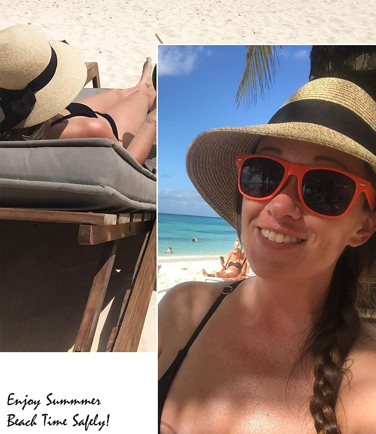 FURTALK Womens Beach Sun Straw Hat UV UPF50 Travel Foldable Brim Summer UV Hat Apparel & Accessories > Clothing Accessories > Hats KYLIE MAX   