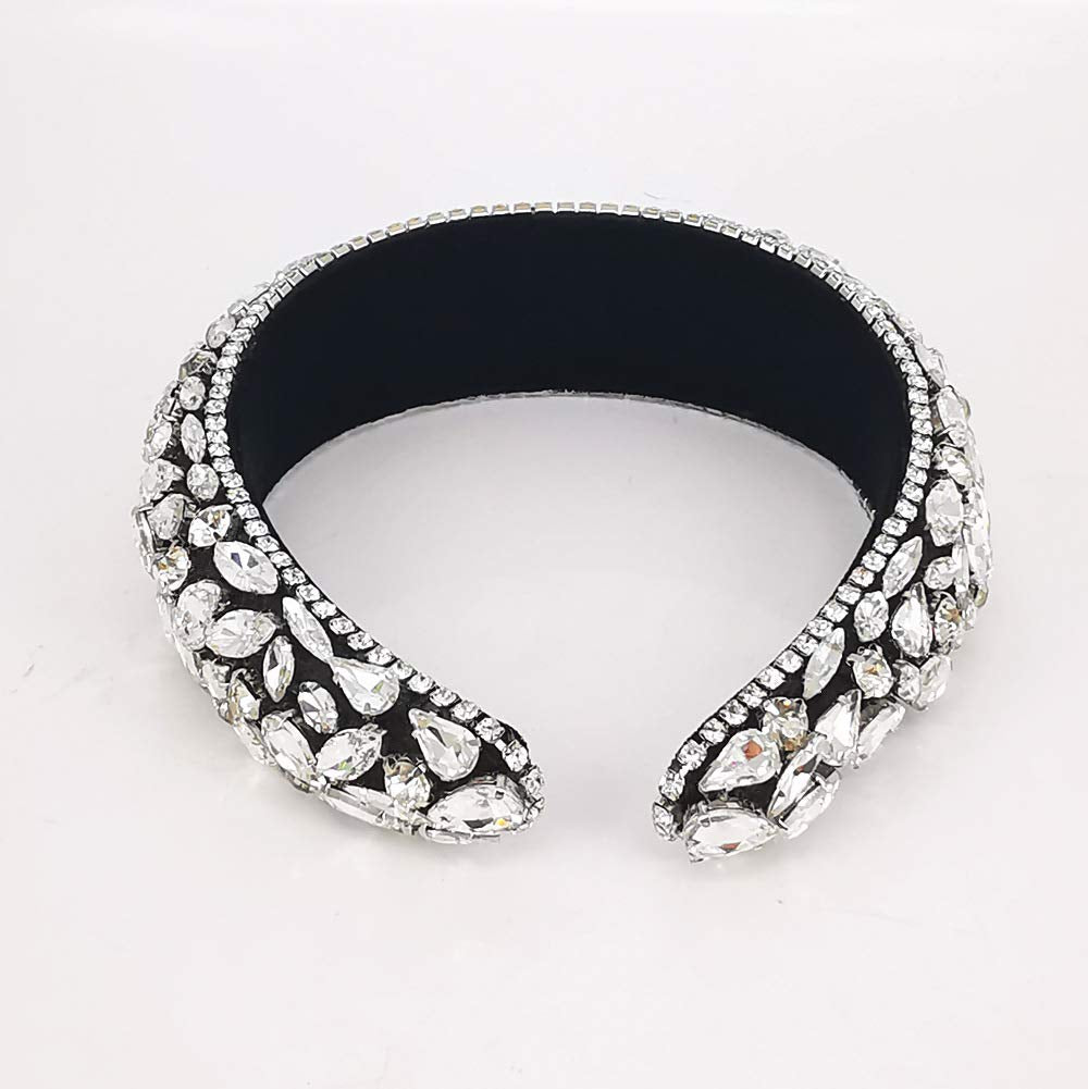 QTMY Wide Headbands Fashion Women Baroque Crystal Gemstone Hair Accessories Head Band Fashion Headwear Hairbands for Women Apparel & Accessories > Clothing Accessories > Headwear QTMY   