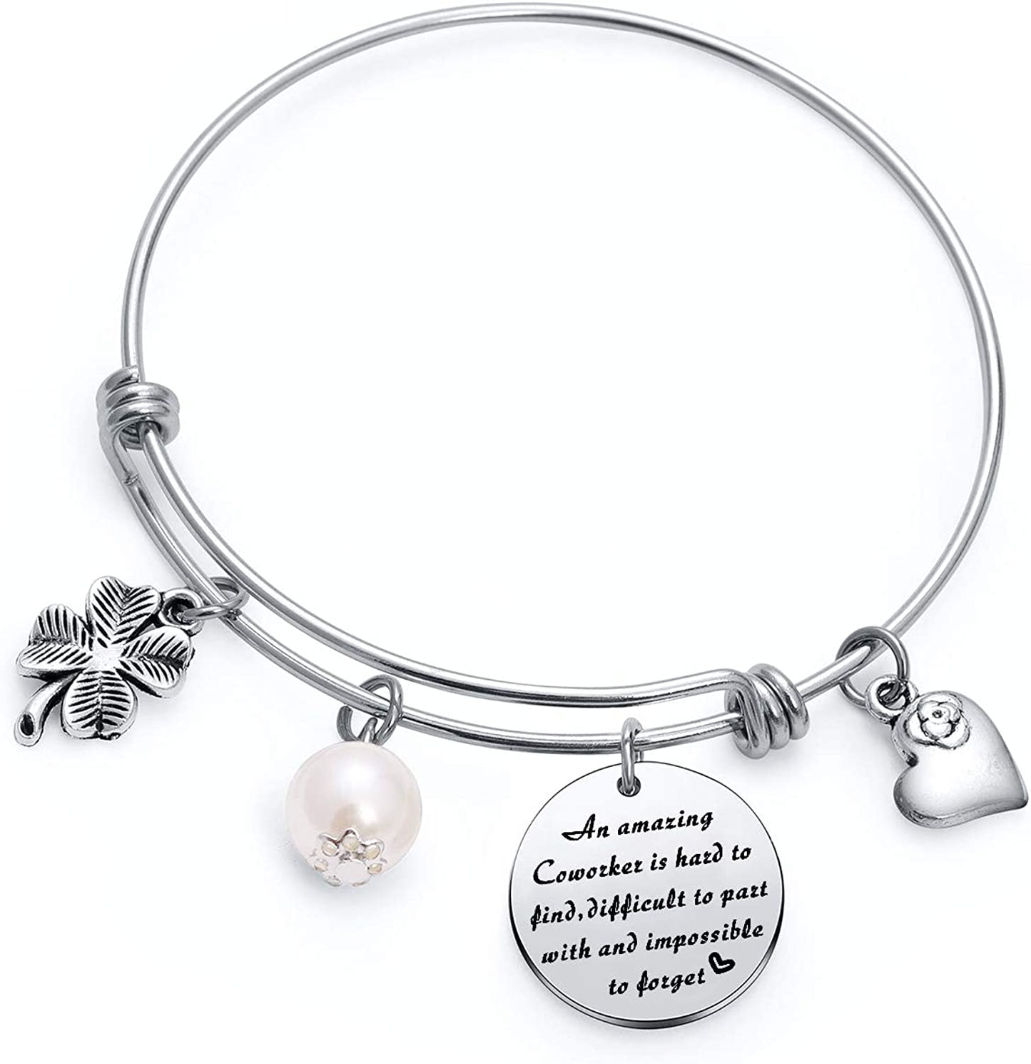 Tzrnhm Blossom an Amazing Coworker Is Hard to Find Difficult to Part with and Impossible to Forget Bangle Keychain Gfts for Coworkers,Business Partner,Boss,Friends Apparel & Accessories > Jewelry > Bracelets TzrNhm Blossom Bangle  