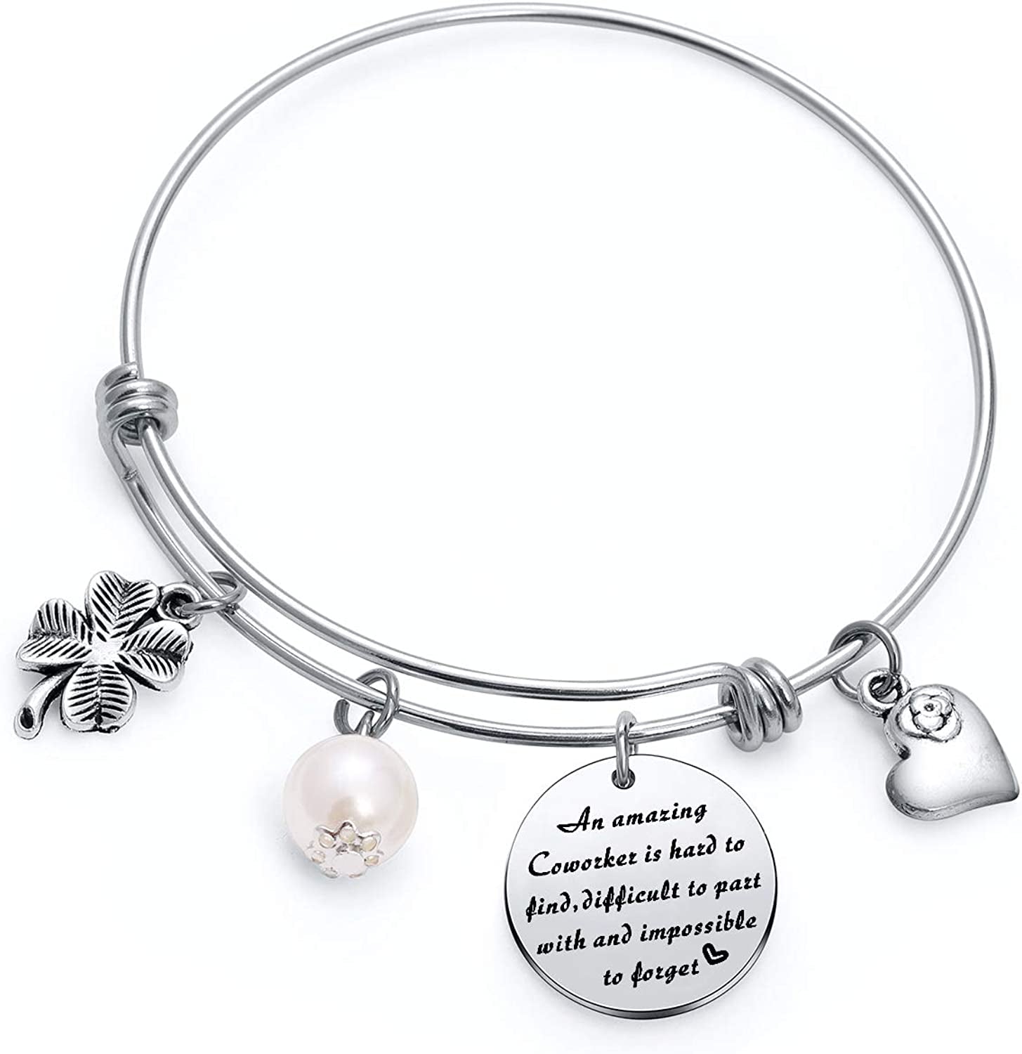 Tzrnhm Blossom an Amazing Coworker Is Hard to Find Difficult to Part with and Impossible to Forget Bangle Keychain Gfts for Coworkers,Business Partner,Boss,Friends Apparel & Accessories > Jewelry > Bracelets TzrNhm Blossom Bangle  