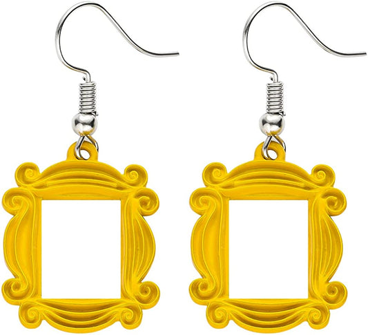 Sphers Friends Earrings TV Show Merchandise Friends Themed Frame Earrings Monica Door Frame Drop Earrings Gifts for Women Best Friends Apparel & Accessories > Jewelry > Earrings Sphers   