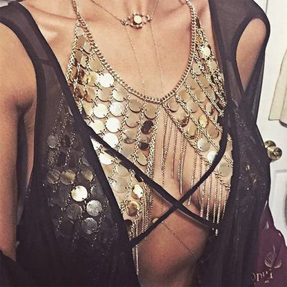 DOTASI Women'S Sexy Halter Backless Tank Top Bra Body Chain Necklace Tassels Party Apparel & Accessories > Jewelry > Body Jewelry DOTASI   