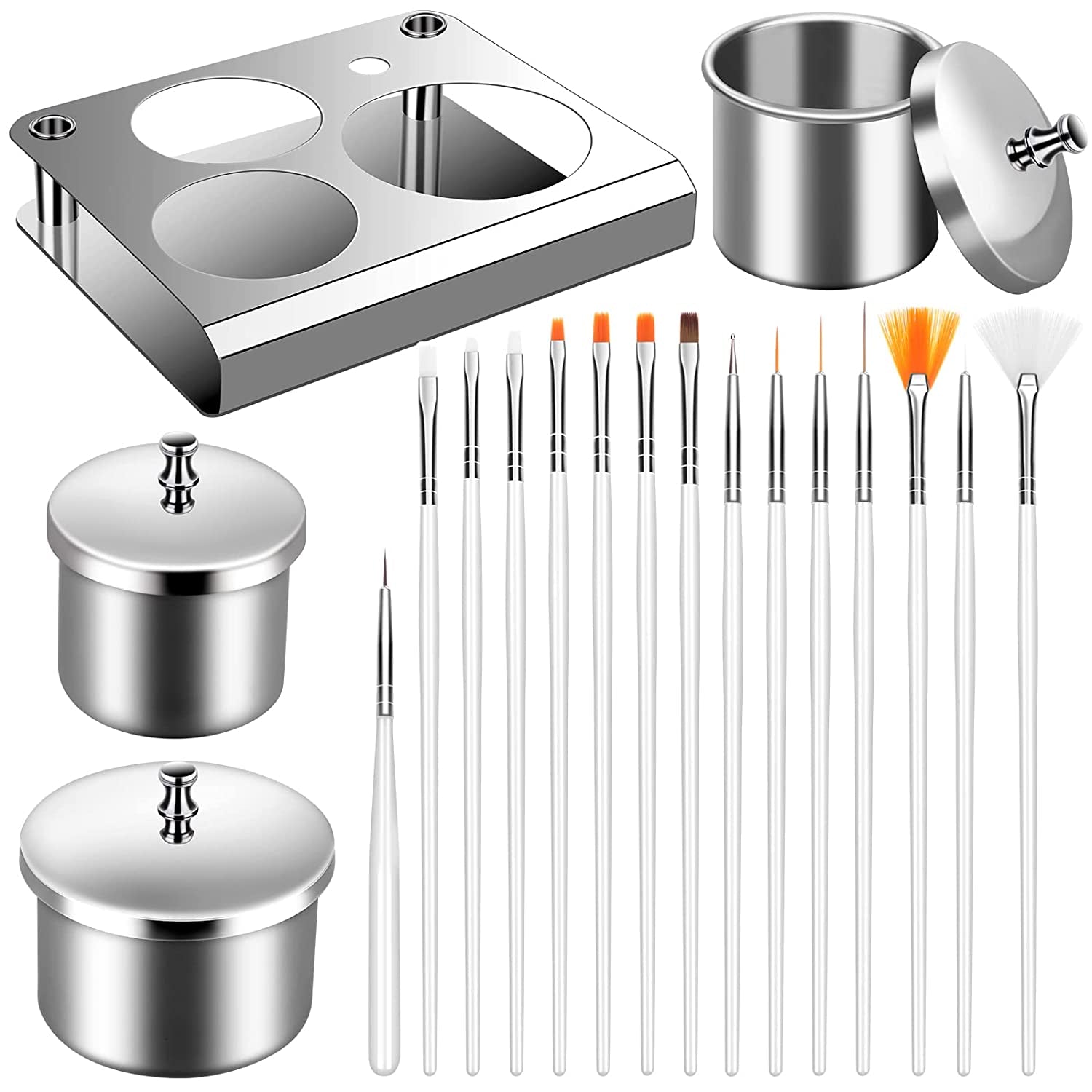 PIAOPIAONIU 3 Pieces Nail Art Equipment Cup Bowls Stainless Steel Acrylic Liquid Powder Cup Stainless Steel Nail Powder Holder Container with Lids for Nail Art Tools Health & Beauty > Personal Care > Cosmetics > Cosmetic Tools > Nail Tools PIAOPIAONIU type1  