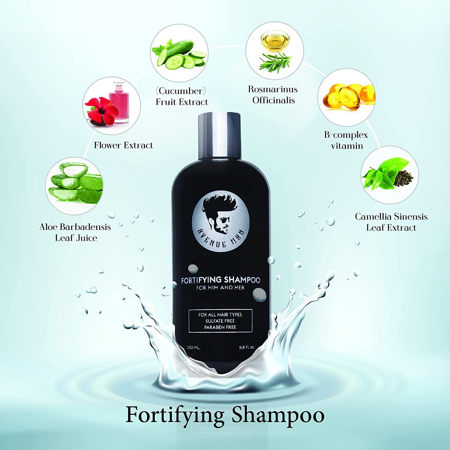 Fortifying Shampoo for Him and Her (11.8 Oz) - by Avenue Man Hair Products - Natural Cleanser with Certified Organic Extracts - Volumizing Hair Care - Clarifying Paraben-Free Shampoo - Made in the USA Health & Beauty > Personal Care > Hair Care Avenue Man   