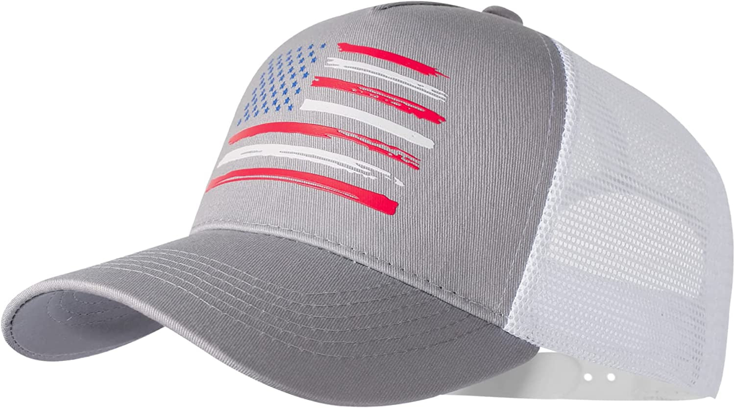 VIONLAN Baseball Cap American Flag Trucker Hat for Men Women 3D Embossed Logo Adjustable Outdoor Mesh Snapback Hat Apparel & Accessories > Clothing Accessories > Hats VIONLAN Gray/Us Flag  