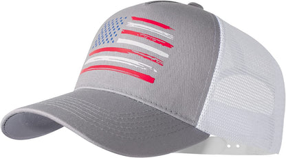 VIONLAN Baseball Cap American Flag Trucker Hat for Men Women 3D Embossed Logo Adjustable Outdoor Mesh Snapback Hat Apparel & Accessories > Clothing Accessories > Hats VIONLAN Gray/Us Flag  