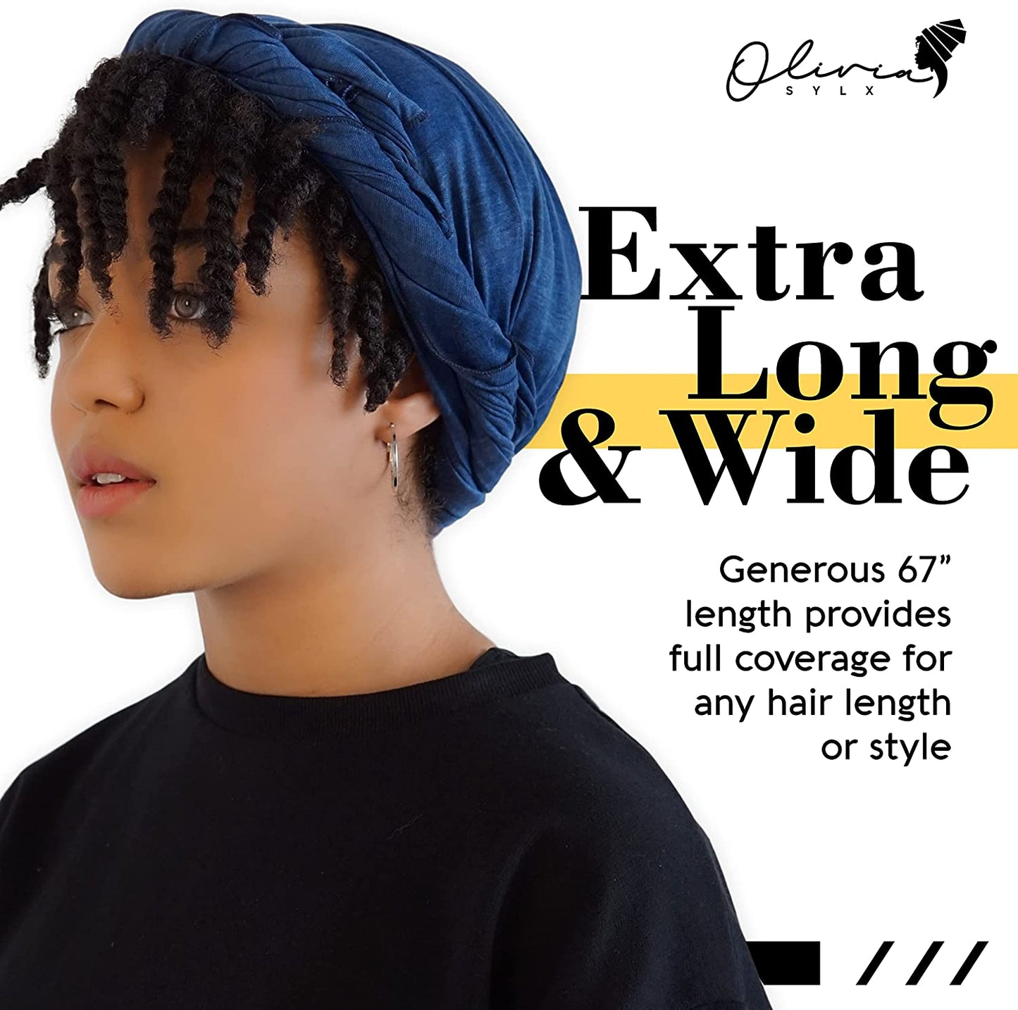 Head Wrap for Black Women - African Hair Wrap & Hair Scarf - Jersey Hair Turbans for Women - Soft & Breathable Headwrap Apparel & Accessories > Clothing Accessories > Bandanas & Headties Olivia Sylx   