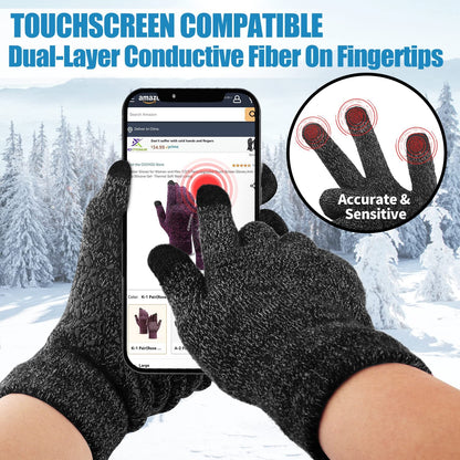 Winter Gloves for Women and Men 1/2/3 Pairs,Upgraded Touch Screen Gloves,Anti-Slip Silicone Gel- Thermal Soft Wool Lining Apparel & Accessories > Clothing Accessories > Gloves & Mittens COOYOO   