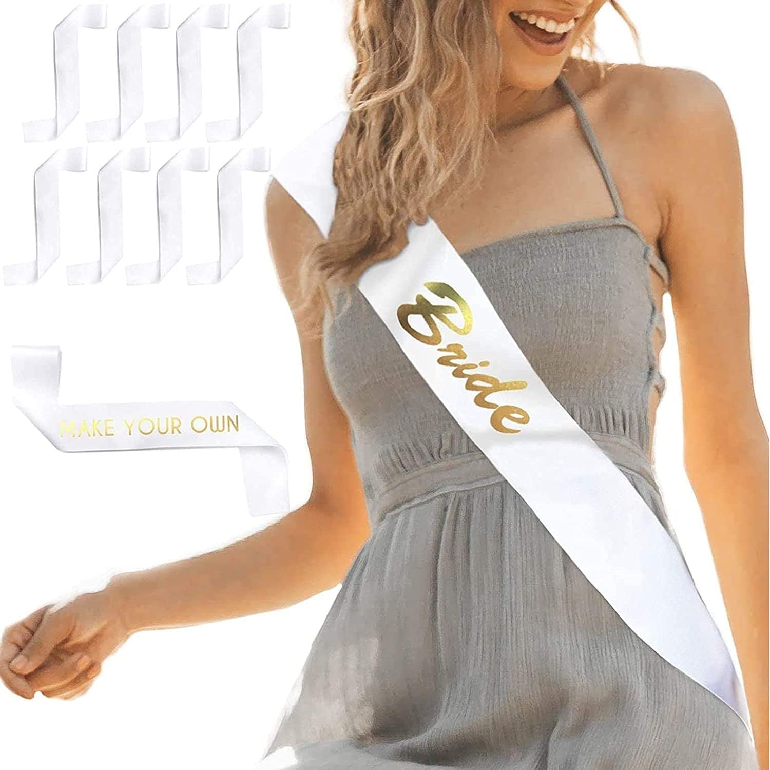 Sparkle and Bash Blank Customizable Satin Sash (8 Pack), White Apparel & Accessories > Clothing Accessories > Sashes Sparkle and Bash   