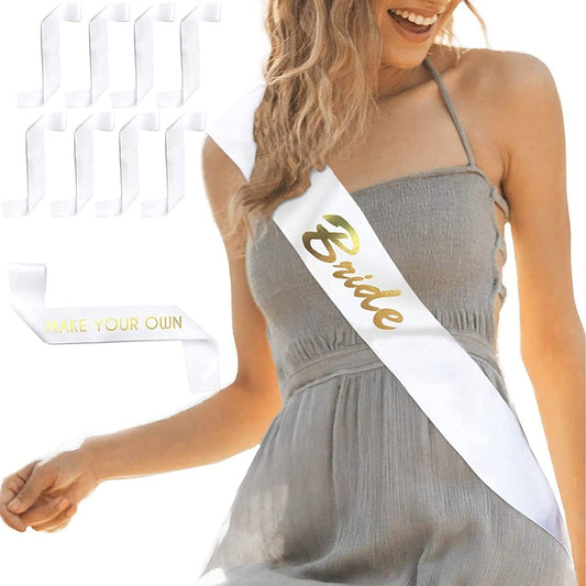 Sparkle and Bash Blank Customizable Satin Sash (8 Pack), White Apparel & Accessories > Clothing Accessories > Sashes Sparkle and Bash   